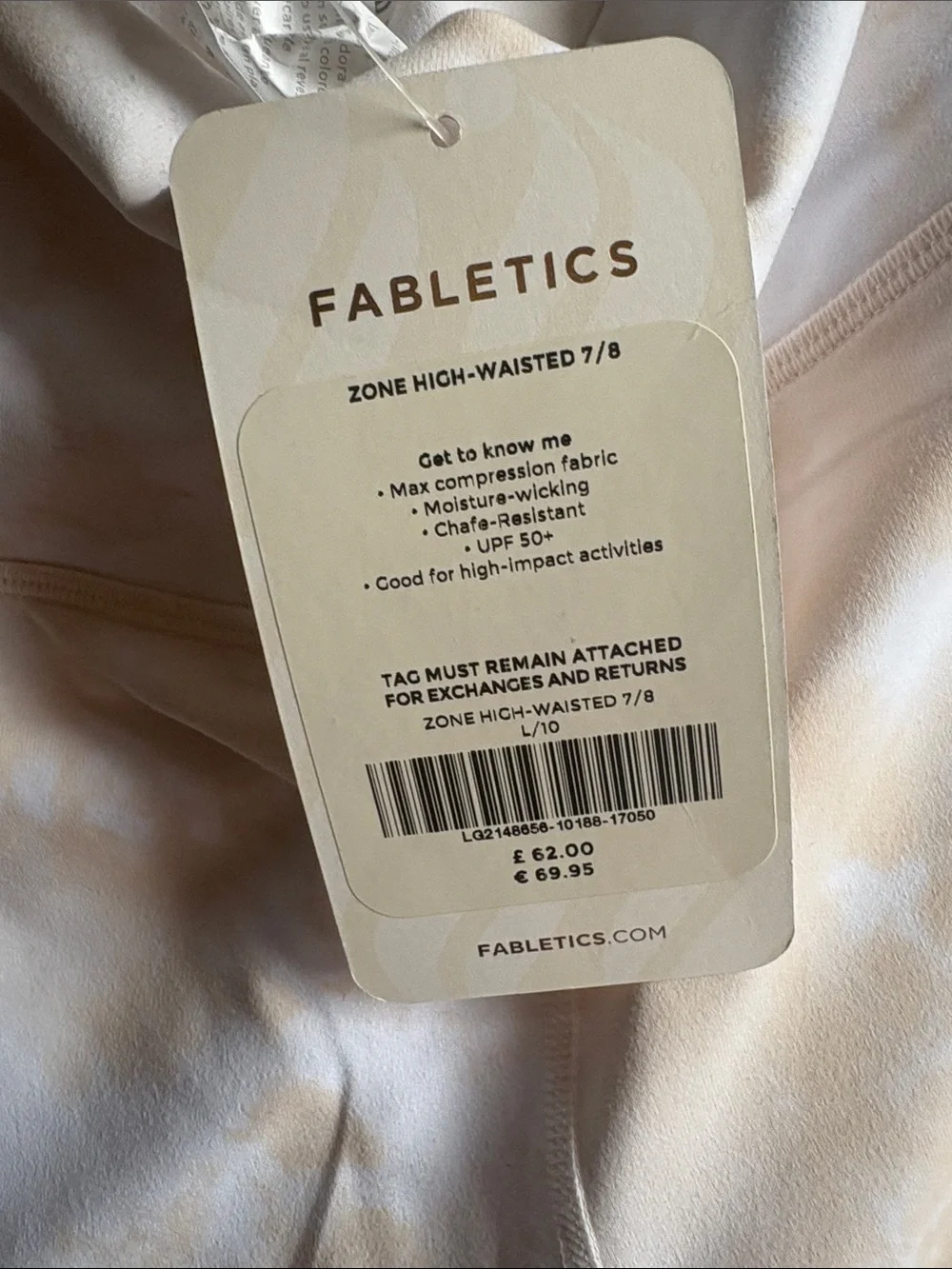 Fabletics White & Cream Tie-Dye Leggings